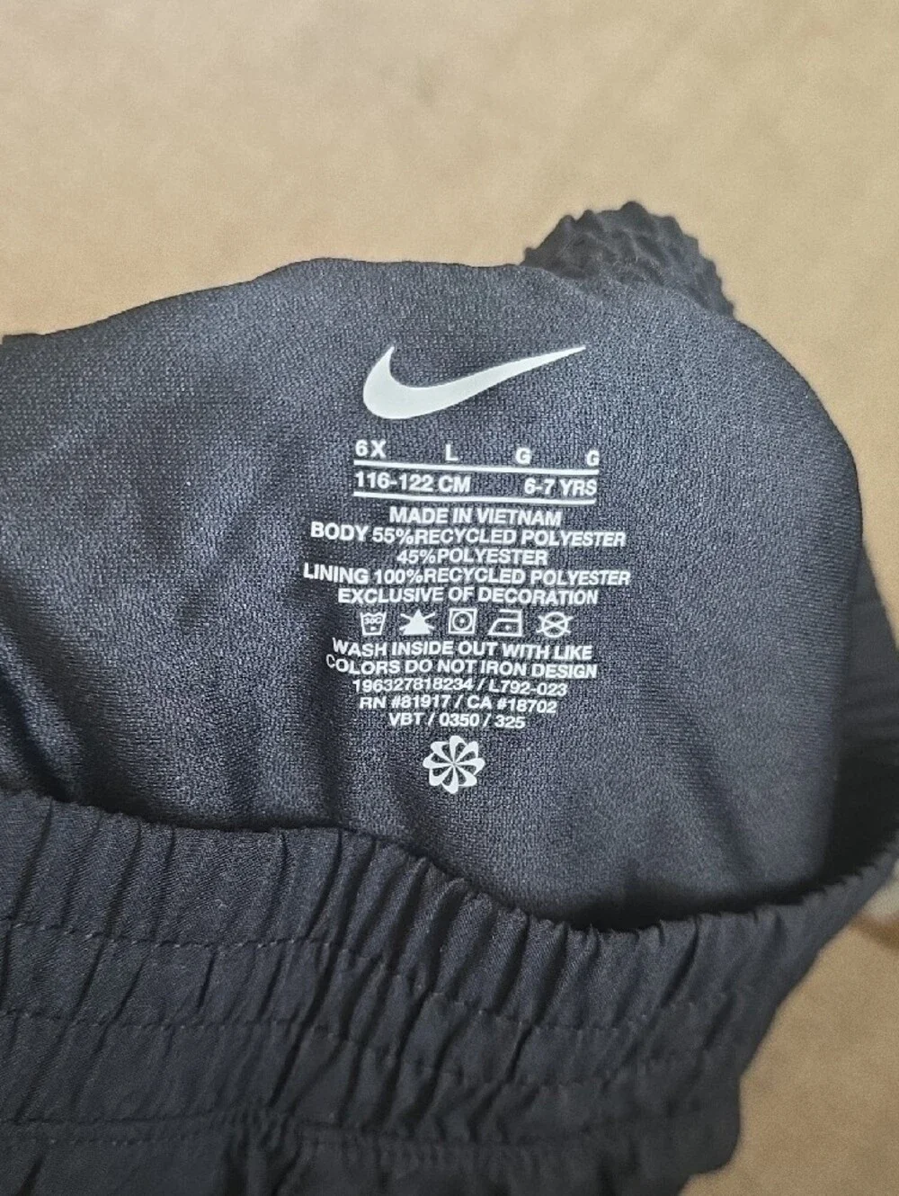 Nike Black Girls Athletic Running Shorts with White Swoosh, Inner Lining